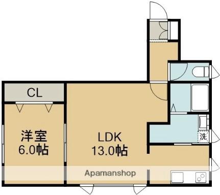 コーポやさしそう 103｜北海道函館市旭町(賃貸アパート1LDK・1階・44.71㎡)の写真 その2