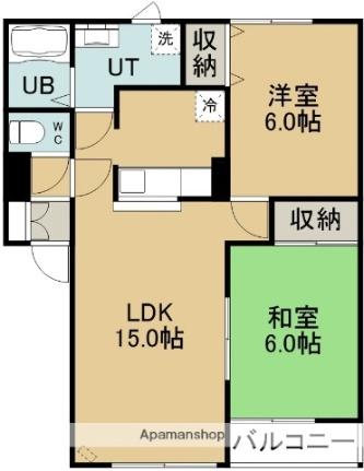 ハイツ富士 205｜北海道北斗市七重浜１丁目(賃貸アパート2LDK・2階・57.43㎡)の写真 その2