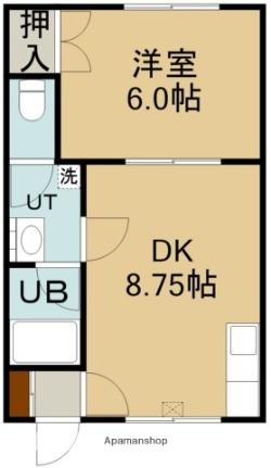 パレス美原Ｂ棟 203｜北海道函館市美原３丁目(賃貸アパート1DK・2階・33.05㎡)の写真 その2