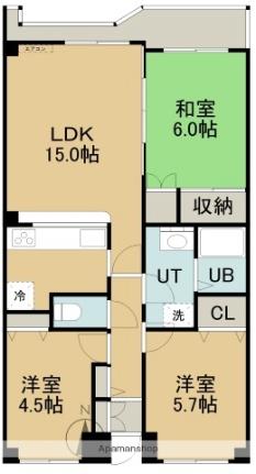 マンションリヴァージュ 206｜北海道函館市田家町(賃貸マンション3LDK・2階・70.37㎡)の写真 その2