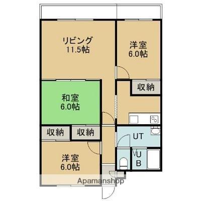 アトラスミハラ 102｜北海道函館市富岡町３丁目(賃貸マンション3LDK・1階・69.42㎡)の写真 その2