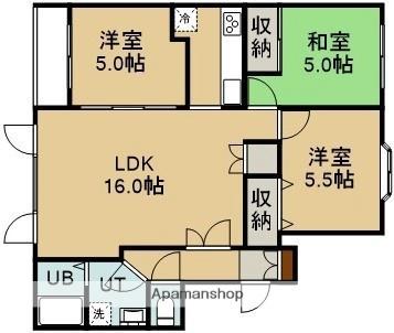 エンドレス五稜郭Ｂ 403｜北海道函館市本通１丁目(賃貸マンション3LDK・4階・80.47㎡)の写真 その2