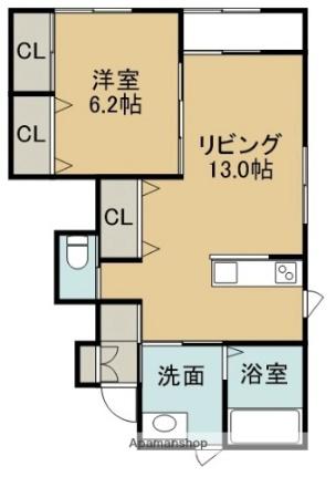 ポンテ・デル・ポルト 105｜北海道函館市港町３丁目(賃貸アパート1LDK・1階・49.44㎡)の写真 その2