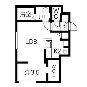 エアフォルク学園前 203｜北海道札幌市豊平区平岸二条１丁目(賃貸マンション1LDK・2階・35.45㎡)の写真 その2