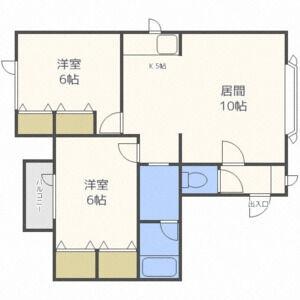 コーヨーハイツ 203｜北海道札幌市豊平区月寒東三条１８丁目(賃貸アパート2LDK・2階・57.75㎡)の写真 その2