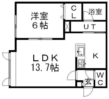 メゾンシュペールII 202｜北海道札幌市南区真駒内曙町４丁目(賃貸アパート1LDK・2階・44.75㎡)の写真 その2