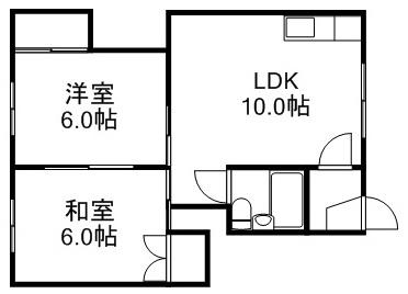 はまなすパーク 203｜北海道札幌市白石区栄通１５丁目(賃貸アパート2LDK・2階・44.70㎡)の写真 その2