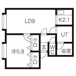 ミーサ・ハギナカ（真栄） 2階1LDKの間取り