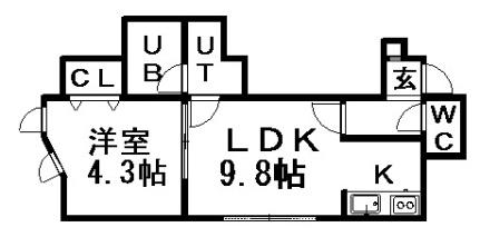 北海道札幌市白石区菊水八条３丁目(賃貸アパート1LDK・2階・29.70㎡)の写真 その2
