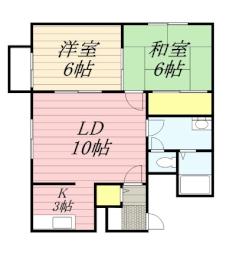 バス 清田5条2丁目下車 徒歩6分の賃貸アパート 2階2LDKの間取り