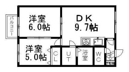 北海道札幌市白石区東札幌二条２丁目(賃貸アパート2LDK・2階・43.74㎡)の写真 その2