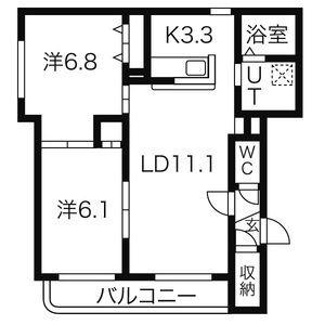 第26大光ハイツ 301｜北海道札幌市清田区美しが丘二条８丁目(賃貸マンション2LDK・3階・57.01㎡)の写真 その2