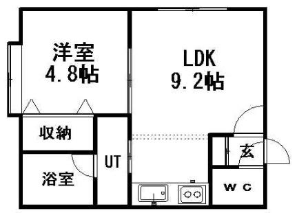 サンリバー 105｜北海道札幌市豊平区美園七条２丁目(賃貸アパート1LDK・2階・30.00㎡)の写真 その2