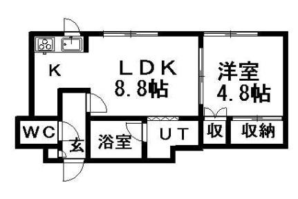 北海道札幌市豊平区豊平二条４丁目(賃貸アパート1DK・3階・27.00㎡)の写真 その2