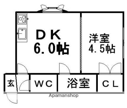 北海道札幌市白石区東札幌二条５丁目(賃貸マンション1DK・4階・26.34㎡)の写真 その2