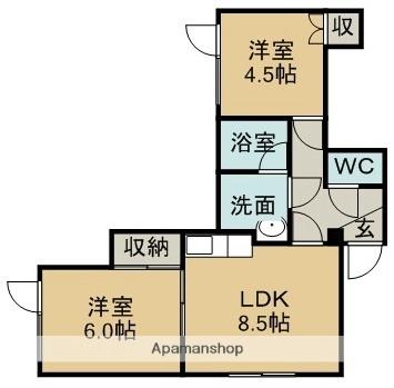 北海道札幌市豊平区月寒西三条９丁目(賃貸アパート2LDK・1階・39.60㎡)の写真 その2