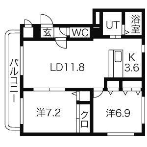 モンテローザ 303｜北海道札幌市豊平区中の島二条７丁目(賃貸マンション2LDK・3階・62.18㎡)の写真 その2