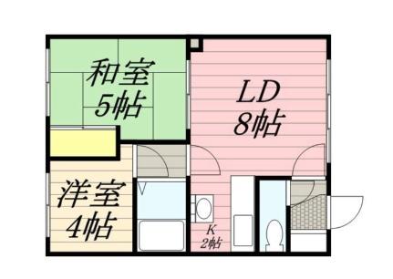 北海道札幌市白石区栄通１０丁目(賃貸アパート2LDK・2階・45.37㎡)の写真 その2