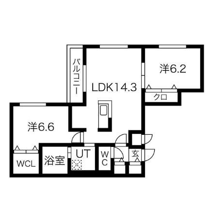 ＣｒｅａＲｅｓｉｄｅｎｃｅ東札幌 103｜北海道札幌市白石区菊水七条４丁目(賃貸マンション2LDK・1階・60.53㎡)の写真 その2