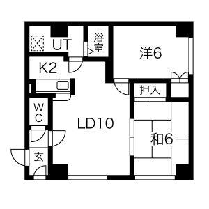 イブニングスター 102｜北海道札幌市白石区平和通１丁目北(賃貸マンション2LDK・1階・51.47㎡)の写真 その2