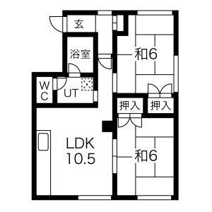 ユートピアハイツ 205｜北海道札幌市豊平区平岸一条７丁目(賃貸アパート2LDK・2階・48.45㎡)の写真 その2