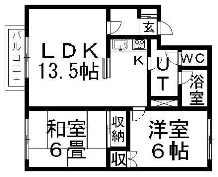 インターコート 101｜北海道札幌市白石区菊水元町六条１丁目(賃貸アパート2LDK・1階・55.48㎡)の写真 その2