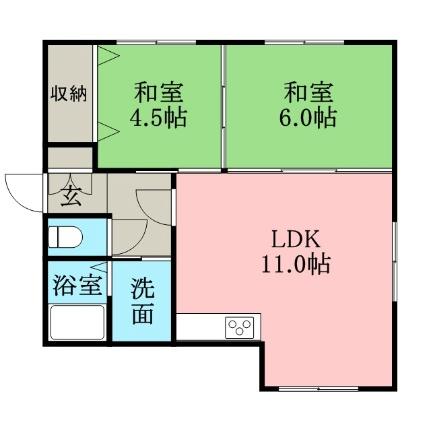 第5司レジデンス 201｜北海道札幌市白石区菊水六条１丁目(賃貸アパート2LDK・2階・41.25㎡)の写真 その2