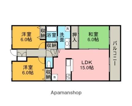 北海道札幌市中央区南六条西１５丁目(賃貸マンション3LDK・6階・72.35㎡)の写真 その2