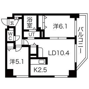 ミラベルパーク宮の森 402｜北海道札幌市中央区宮の森二条５丁目(賃貸マンション2LDK・4階・54.31㎡)の写真 その2