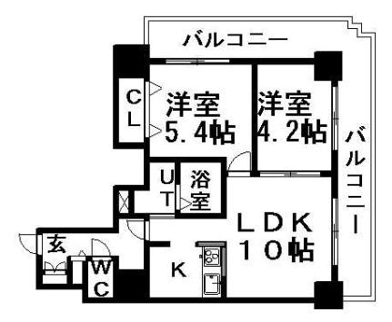 ジュエルタワー 1607｜北海道札幌市中央区南七条西６丁目(賃貸マンション2LDK・16階・44.38㎡)の写真 その2