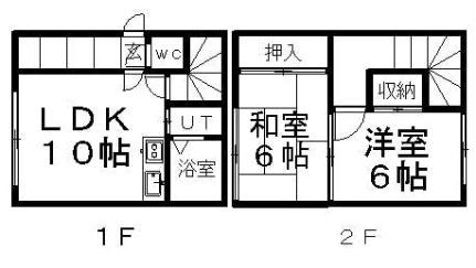 シティハウス白石Ｂ 102｜北海道札幌市白石区中央一条２丁目(賃貸アパート2LDK・2階・44.00㎡)の写真 その2