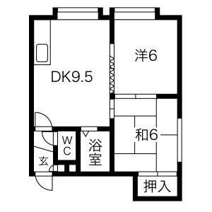 タウニーハイム 103｜北海道札幌市白石区北郷七条４丁目(賃貸アパート2DK・1階・37.06㎡)の写真 その2