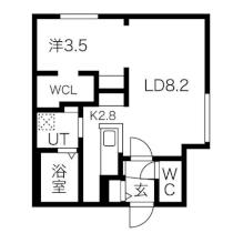 エアフォルク学園前 106 ｜ 北海道札幌市豊平区平岸二条１丁目（賃貸マンション1LDK・1階・35.72㎡） その2