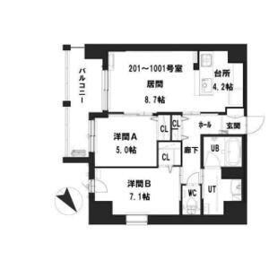 グランメールアサヒVII 0601｜北海道札幌市白石区本郷通３丁目南(賃貸マンション2LDK・6階・60.08㎡)の写真 その2