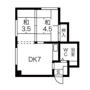 アーバンハイツＫー1 A｜北海道札幌市豊平区平岸一条５丁目(賃貸アパート2DK・1階・31.97㎡)の写真 その2