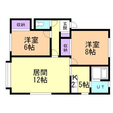 アップルV 201｜北海道札幌市豊平区月寒東三条１６丁目(賃貸アパート2LDK・2階・54.00㎡)の写真 その2