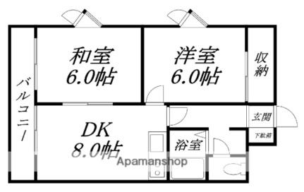 エンドレス高松 401｜北海道函館市高松町(賃貸マンション2DK・4階・44.21㎡)の写真 その2