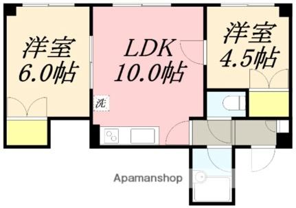 シーサイドマンション 305｜北海道函館市海岸町(賃貸アパート2LDK・3階・40.49㎡)の写真 その2