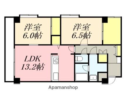 ケントパレス函館 403｜北海道函館市栄町(賃貸マンション2LDK・4階・53.88㎡)の写真 その2