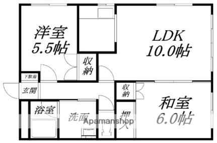 ハイツアメニティ 306｜北海道函館市中島町(賃貸マンション2LDK・3階・54.15㎡)の写真 その2