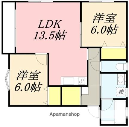 カーサ・デ・クエルノI 102｜北海道函館市石川町(賃貸アパート2LDK・1階・61.02㎡)の写真 その2