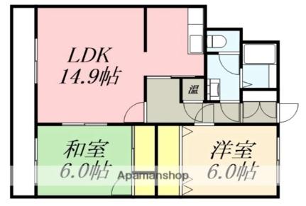 ＭＳねむの木 306｜北海道函館市鍛治１丁目(賃貸マンション2LDK・3階・62.85㎡)の写真 その2