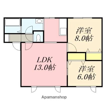 ハウスコンフォートＡ 202｜北海道北斗市追分４丁目(賃貸アパート2LDK・2階・58.74㎡)の写真 その2