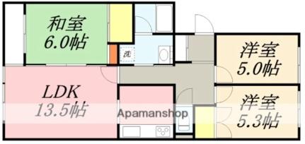 五稜郭パークサイド 301｜北海道函館市五稜郭町(賃貸マンション3LDK・3階・66.91㎡)の写真 その2