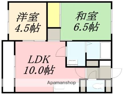 メゾン富岡 305｜北海道函館市富岡町２丁目(賃貸アパート2DK・3階・47.44㎡)の写真 その2