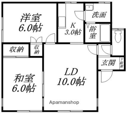 ハイツスタンス 201｜北海道函館市山の手３丁目(賃貸アパート2LDK・2階・50.46㎡)の写真 その2