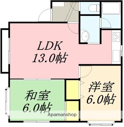 サンビレッジ大倉 203｜北海道北斗市七重浜４丁目(賃貸アパート2LDK・2階・50.22㎡)の写真 その2