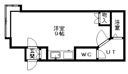 ライラックコート1 7｜北海道札幌市西区八軒一条西１丁目(賃貸アパート1R・2階・19.33㎡)の写真 その2