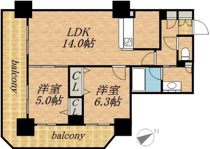 ＰＲＩＭＥ　ＵＲＢＡＮ札幌　ＲＩＶＥＲ　ＦＲＯＮＴ 01504｜北海道札幌市中央区南九条西１丁目(賃貸マンション2LDK・15階・58.54㎡)の写真 その2