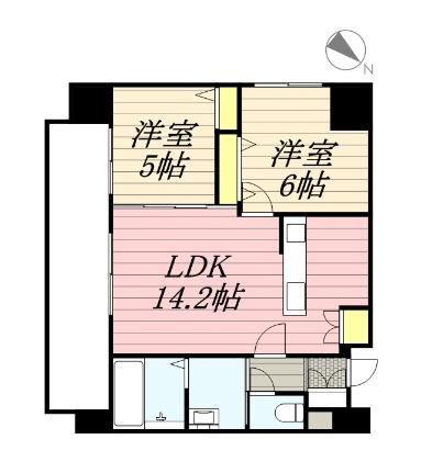 エクレール 501｜北海道札幌市中央区南一条西１７丁目(賃貸マンション2LDK・5階・56.20㎡)の写真 その2